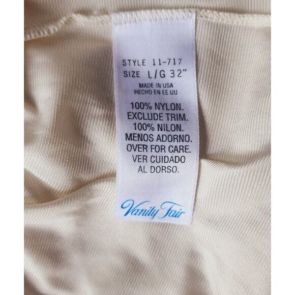 Vtg Vanity Fair Silky Champagne Beige Nylon Slip Skirt Made In USA 32" Large - Picture 8 of 10